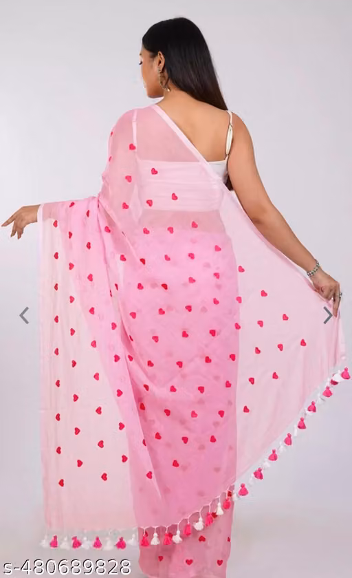 womens linen printed saree with unstitched blouse 5mtr pink pid62474