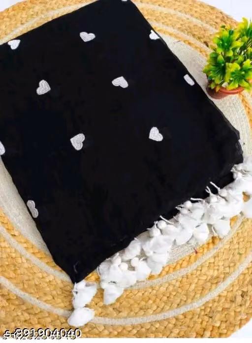 womens linen printed saree with unstitched blouse 5mtr black pid62476