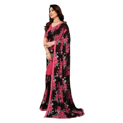 womens georgette printed saree with unstitched blouse 5mtr pink pid62492