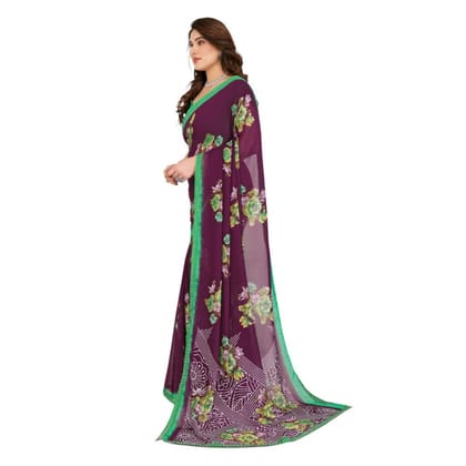 womens georgette printed saree with unstitched blouse 5mtr maroon pid62549