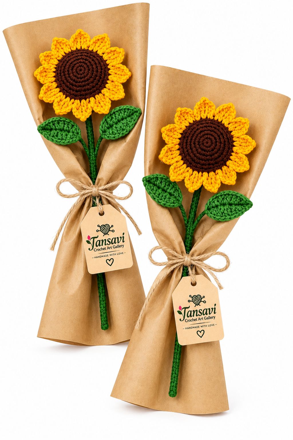 Tansavi Crochet Art Gallery Handmade Crochet Sunflower Bouquet – Beautiful Long-Lasting Flower Gift for Teachers, Friends & Loved Ones