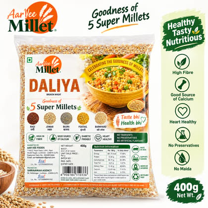 Aarvee Millet Daliya Broken wheat- with good ness of Millets 400g
