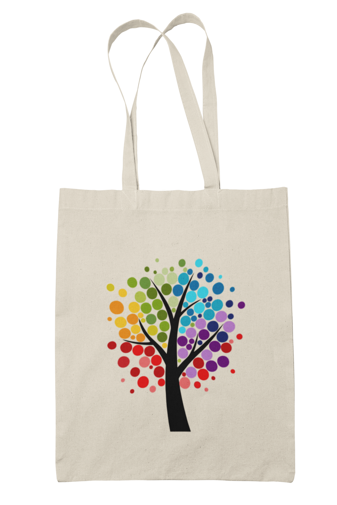 Prakrut India Canvas Tote Bag with Zipper & Inner Pocket,  Colorful Dot Tree of Life Print