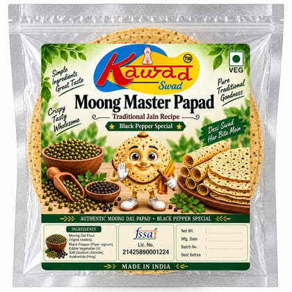 KAWAD SWAD Moong Master Papad 400g | Traditional Jain Recipe