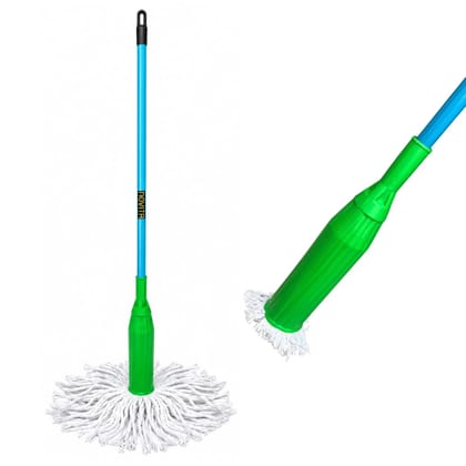 Novita 2-in-1 Self-Wringing Microfiber Mop with 48-Inch Handle | Easy Squeeze Wet & Dry Floor Cleaning Mop | Super-Absorbent Washable Mop Head | Extendable Stainless Steel Rod | Lightweight Mop Stick | Multicolor 