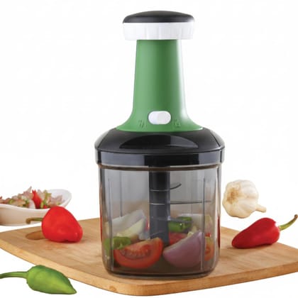 Senso Orbit Push Chopper with 420 Grade Sharp Stainless Steel Blades | Vegetable Chopper with Unbreakable Body | Manual Chopper | Onion Chopper | 950ml Capacity | Green