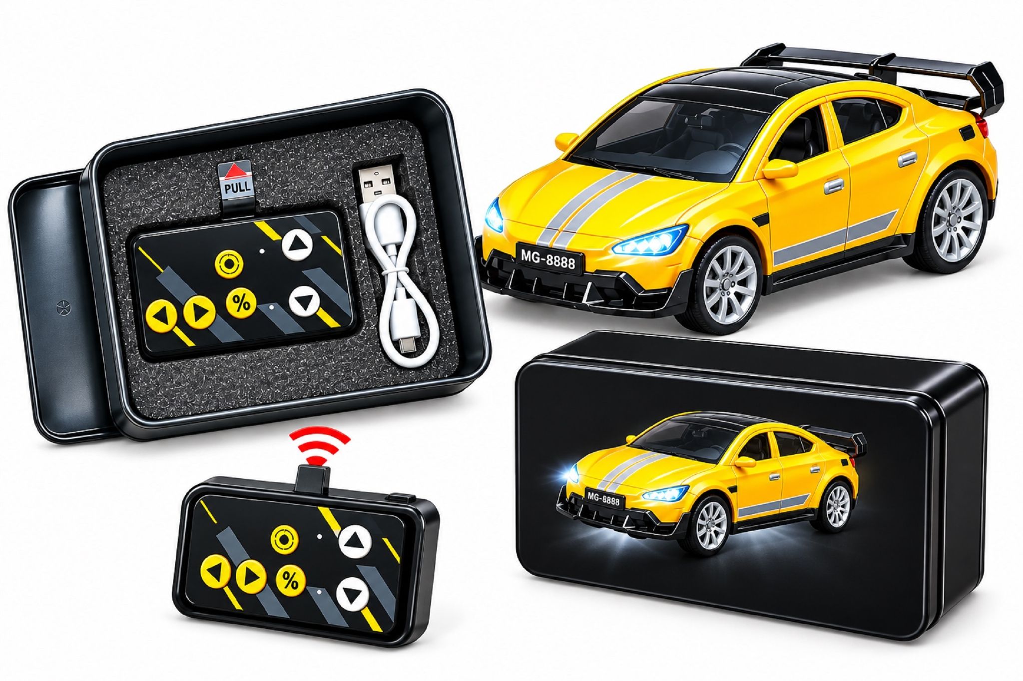 KTRS Enterprise 1:64 Scale Small Alloy Remote Control Car for Kids | 2.4GHz R/C Speed Regulating Mini Car with LED Lights, USB Charging, Smooth Rolling Wheels & Realistic Design