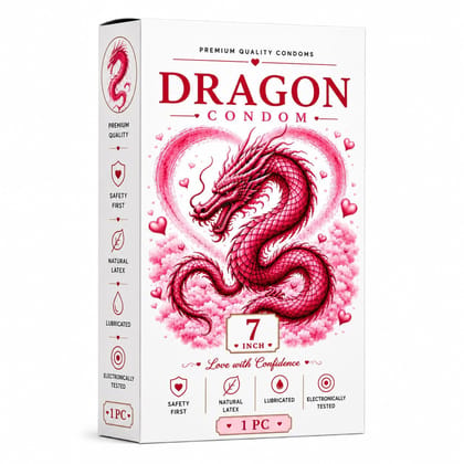 Premium Dragons Condom For Men 7 Inch, Silicone, Natural Color, Ultra Soft | Long Lasted Condom For Man | Extra Pleasure Extra size