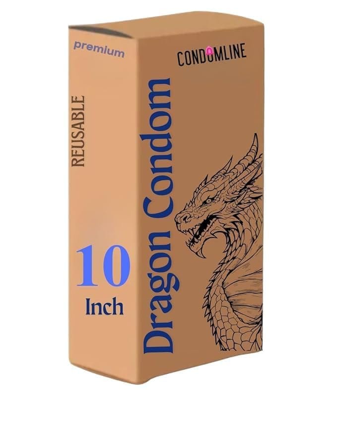 Premium Dragons Condom, 10 big man Inch, Silicone, Natural Color, Extra Pleasure, Textured, Unflavoured, for Men | pack of 1| love |