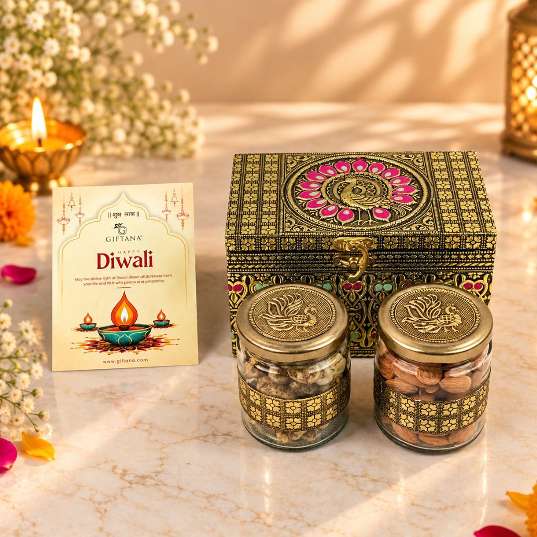 Peacock Jar 3 – Corporate Diwali Dry Fruit Gift Box