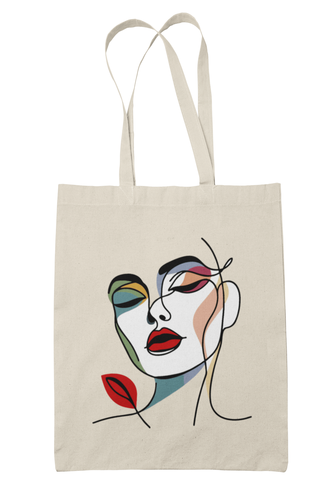 Prakrut India Canvas Tote Bag with Zipper & Inner Pocket, Minimalist Continuous Line Print