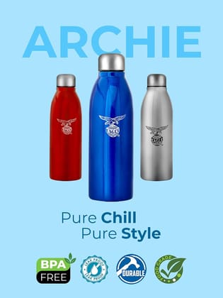Eagle Archie Sports and Hiking Stainless Steel Water Bottle (1000ml, Silver, Bottle)