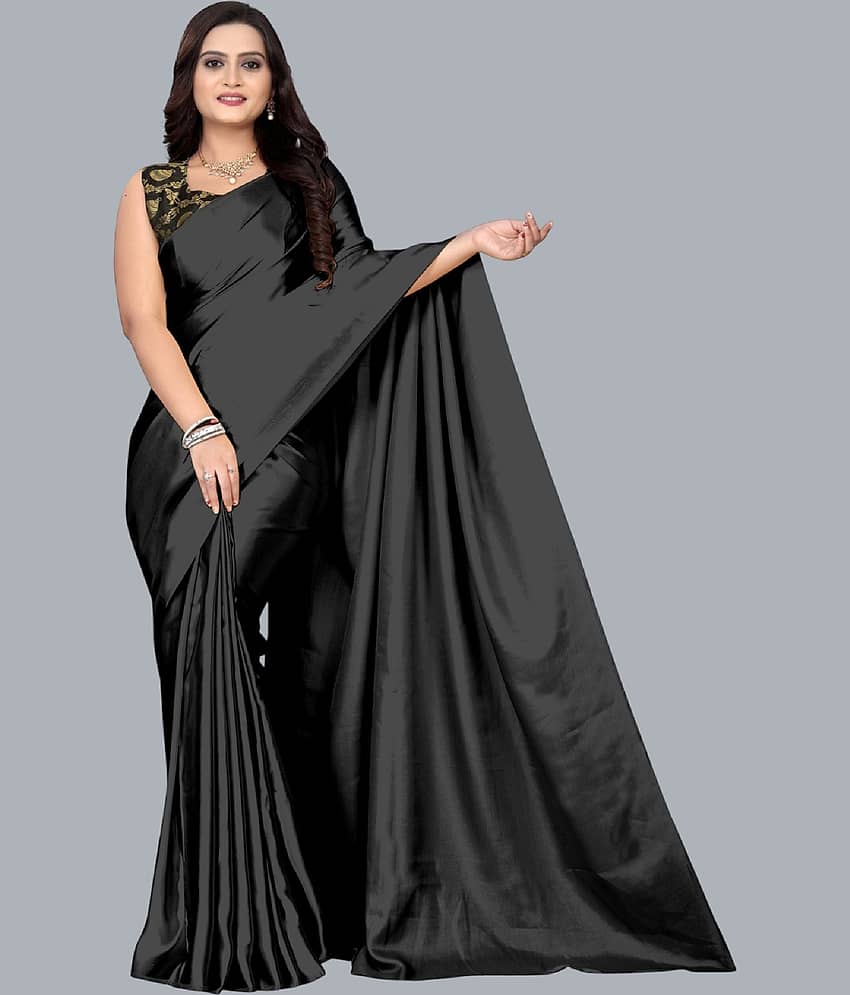 JULEE Banarasi Silk Embellished Saree With Unstitched Blouse Piece ( Black )