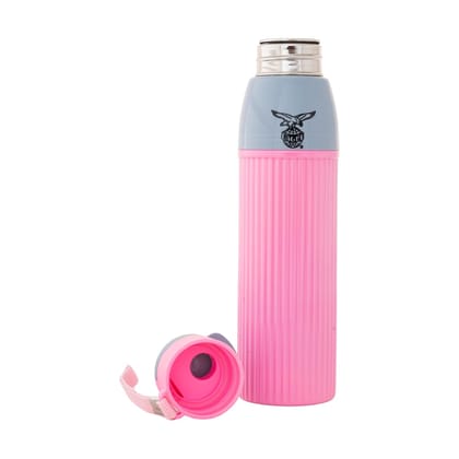 Eagle Brisk PU Insulated Water Bottle for School Kids, 750ml, Pink, Flask, 4 Hours Warm and Cold