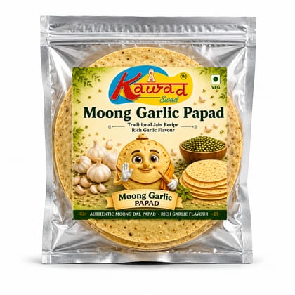 KAWAD SWAD Moong Garlic Papad 1000g | Traditional Jain Recipe
