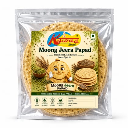 KAWAD SWAD Moong Jeera Papad 1000g | Traditional Jain Recipe
