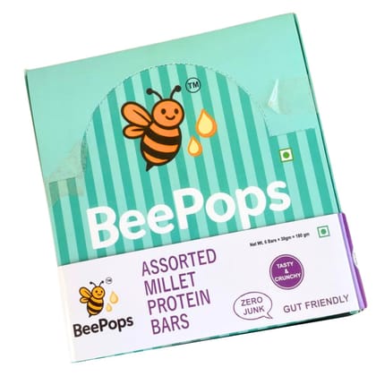 Beepops Assorted Gift Pack of 8 Bars (Chocolate/ Vanilla/ Pumpkin Seeds/ Ashwagandha/ Dates & No Nuts) 