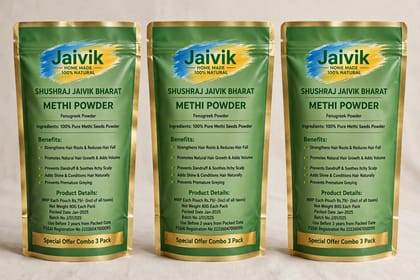 Shushraj Jaivik Bharat Pure & Natural Methi Powder Combo Pack (3 Packs) - Chemical-Free Herbal Hair Care  