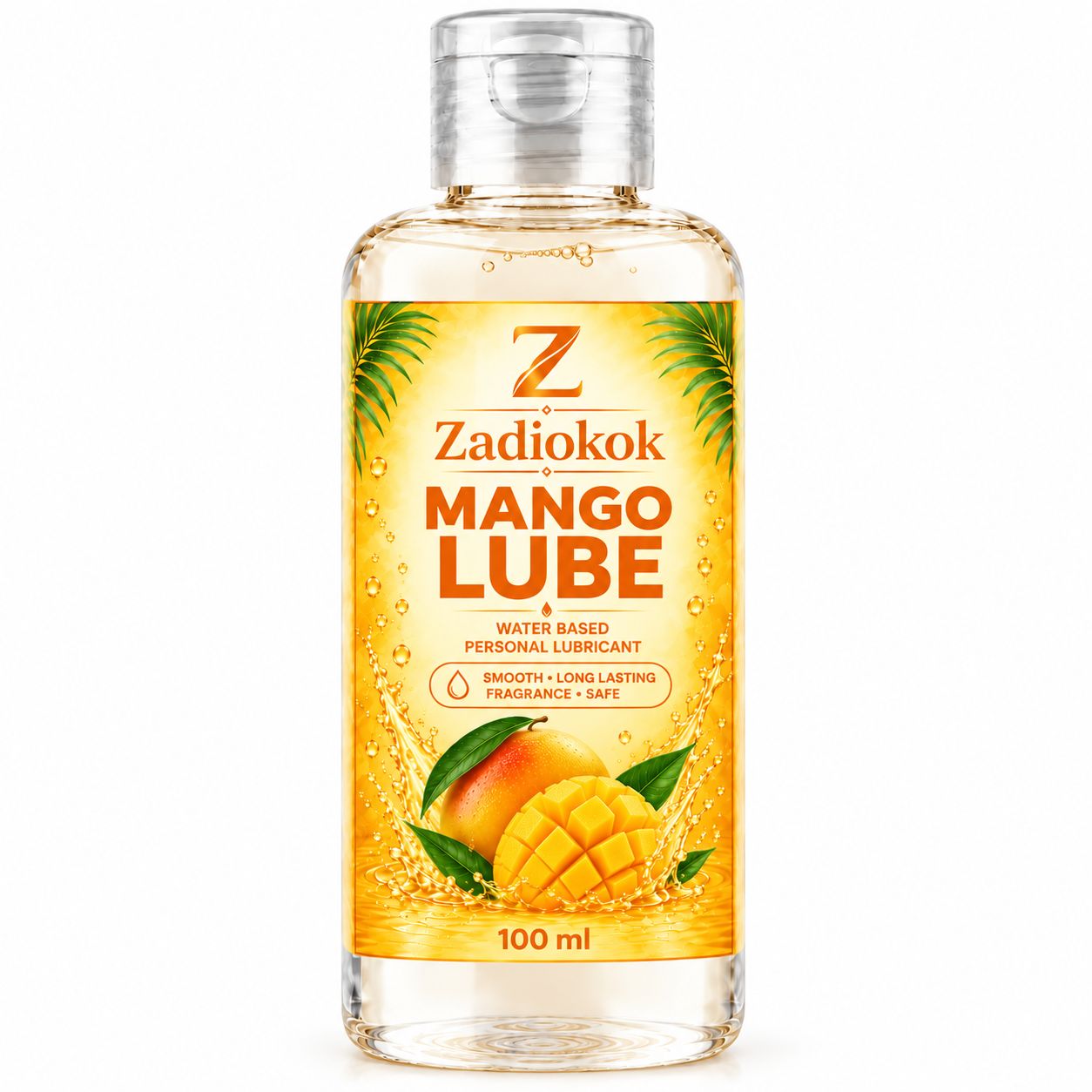 Zadiokok Mango Flavour Water Based Personal Lubricant Gel | Smooth & Long Lasting Lube | 100 ml (Pack of 1)
