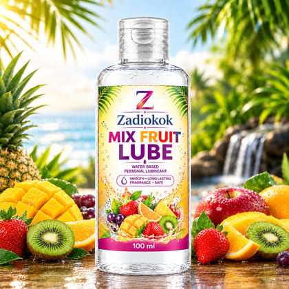 Zadiokok Mix Fruit Flavour Water Based Personal Lubricant Gel | Smooth & Long Lasting Lube | 100 ml (Pack of 1)