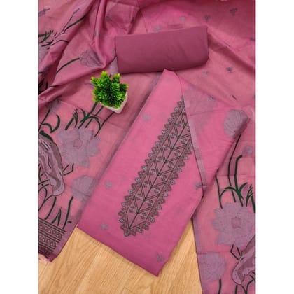 womens banarasi silk printed unstitched salwar suit material with dupatta pink pid62698
