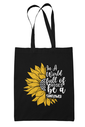 Prakrut India Cotton Canvas Tote Bag with Zipper & Inner Pocket, Floral Quote Print
