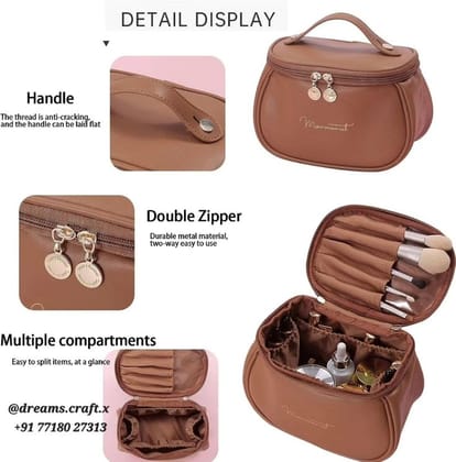  Lifeori Large Makeup Pouch for Women | Cosmetic Bag with Compartments | Travel Toiletry Organizer with Handle