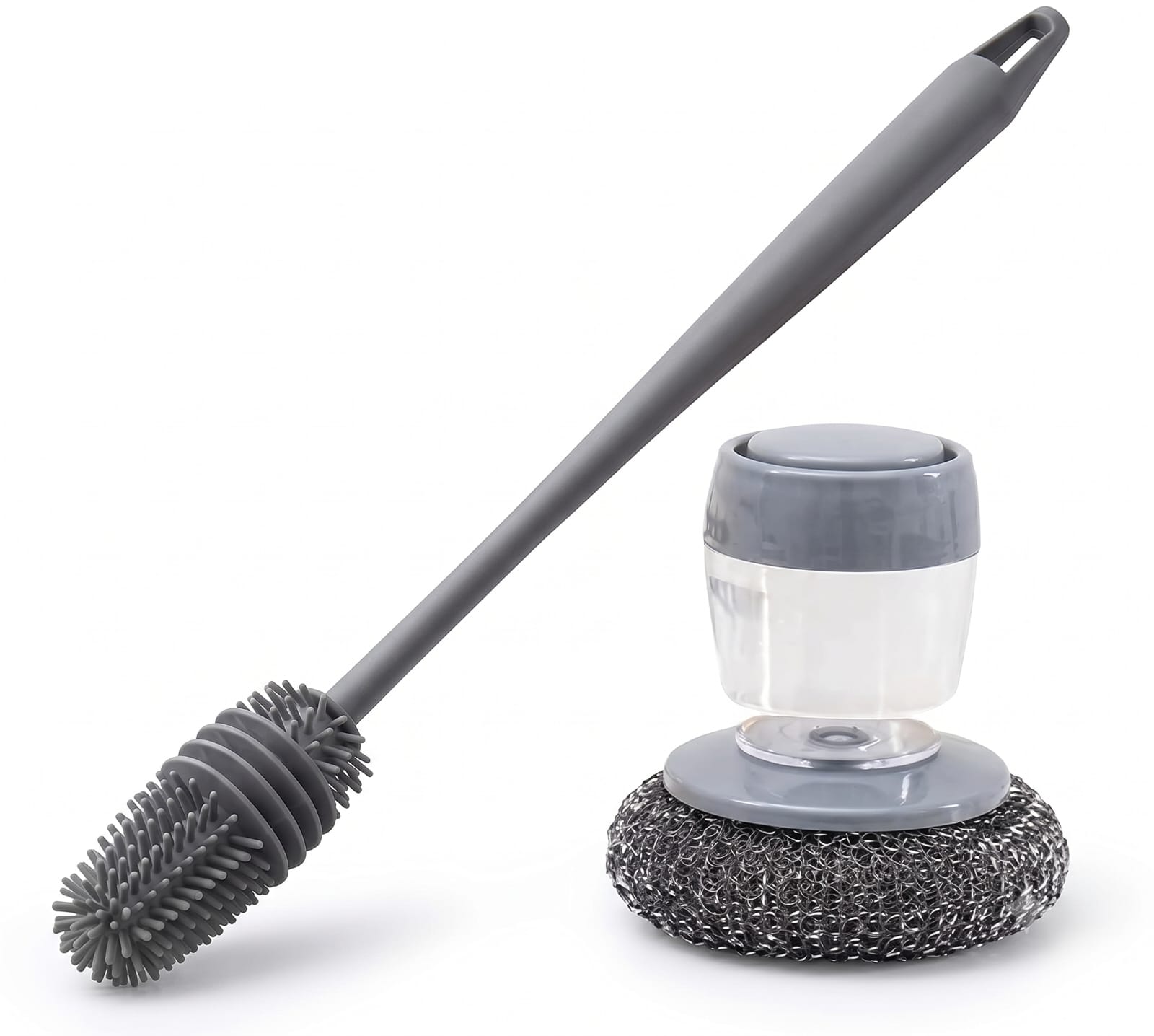 Lifeori 2-in-1 Kitchen Cleaning Brush Combo – Silicone Bottle Cleaning Brush +Soap Dispensing Dish Cleaning Brush