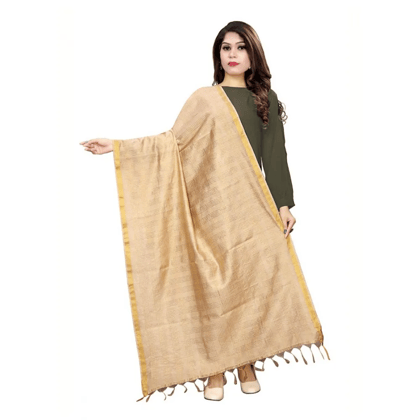 Women's Cotton Jari Woven Work Dupatta Color:Beige