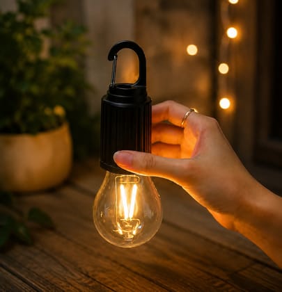 Portable Rechargeable LED Emergency Light Bulb with Hanging Hook for Home, Camping & Outdoor Use Portable Rechargeable LED Emergency Light Bulb with Hanging Hook for Home, Camping & Outdoor Use