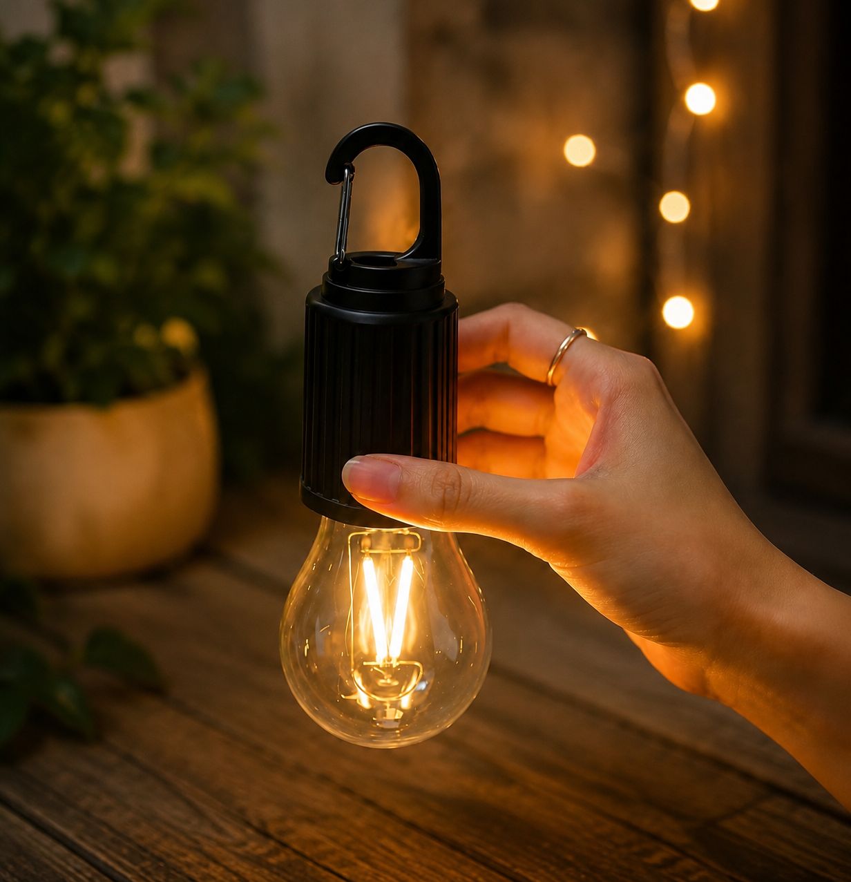 Portable Rechargeable LED Emergency Light Bulb with Hanging Hook for Home, Camping & Outdoor Use