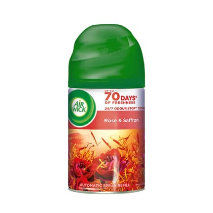 Air Wick 250 ml - Rose & Saffron, Freshmatic Automatic Air Freshener Refill | 2600 Sprays Guaranteed | Automatic Room Freshener, Bathroom Freshener and Room Spray