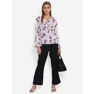 Purys Women White Floral Regular Top