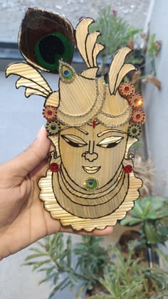 Dhani Eco Art Shreenathji Wheat Straw Wall Decor 8-inch