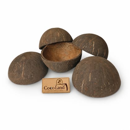 CocoLand Coconut Shell FINISHED BOWL (150 ml, 8-10 cm) PACK OF 5| Round Eco Friendly Candle Holder for DIY Candle Making 