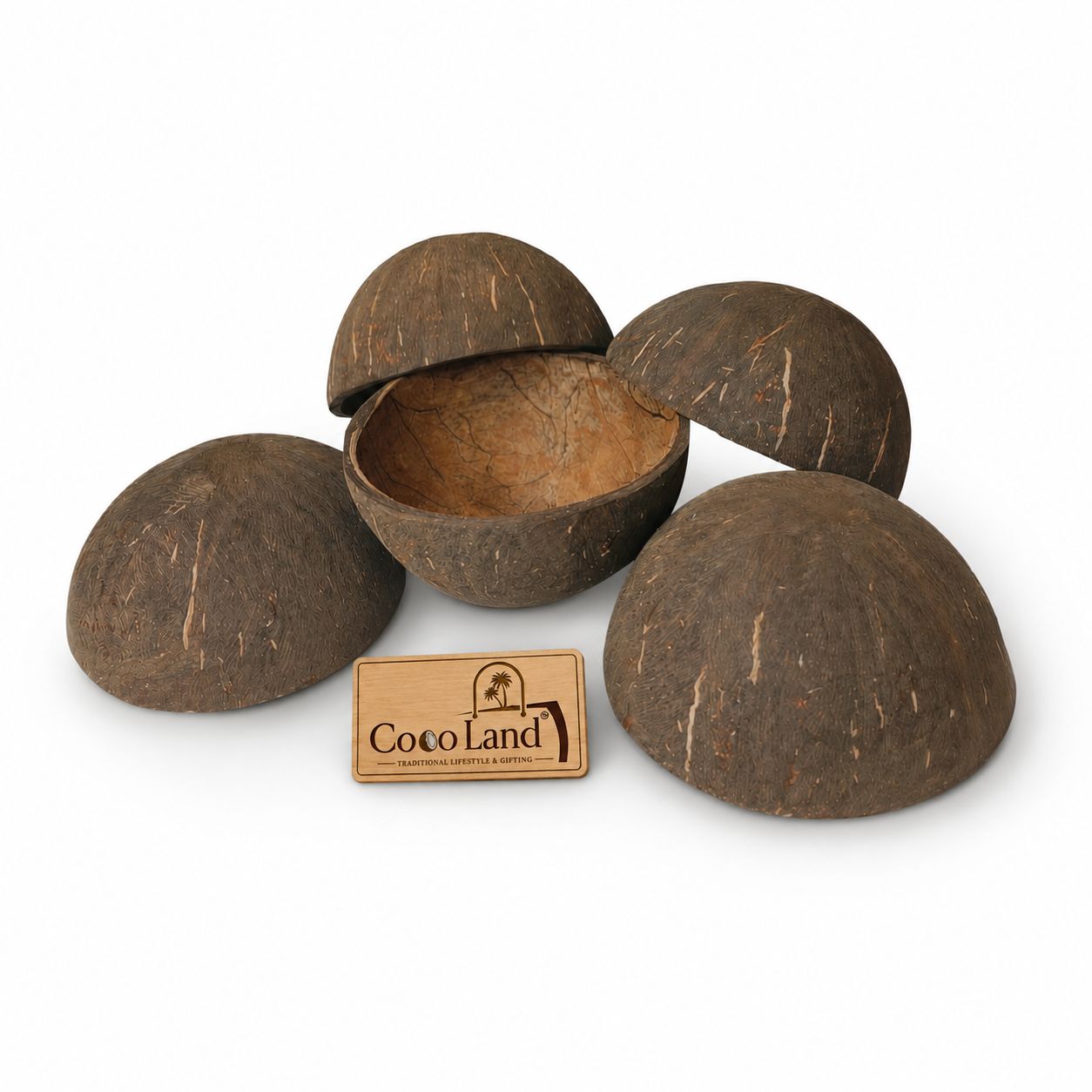 CocoLand Coconut Shell FINISHED BOWL (150 ml, 8-10 cm) PACK OF 5| Round Eco Friendly Candle Holder for DIY Candle Making 