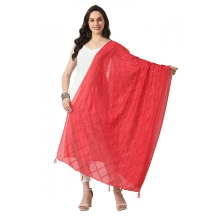 Generic Women's Chanderi Self Design Dupatta (Rani, Length:&nbsp;Free Size)