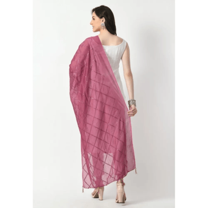 Generic Women's Chanderi Self Design Dupatta (pink, Length:&nbsp;Free Size)