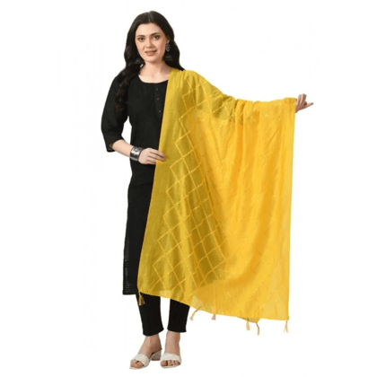 Generic Women's Chanderi Self Design Dupatta (Yellow, Length:&nbsp;Free Size)