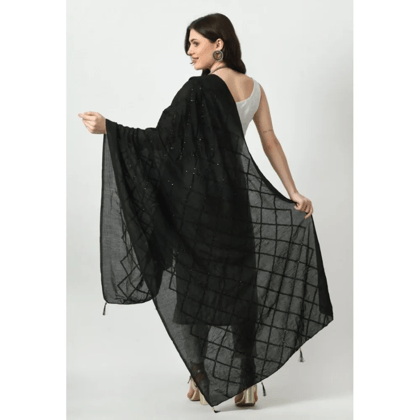 Generic Women's Chanderi Self Design Dupatta (Black, Length:&nbsp;Free Size)