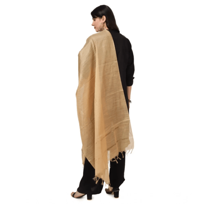 Generic Women's Chanderi Solid Dupatta (Gold, Length:&nbsp;2.25 to 2.50 Mtr)