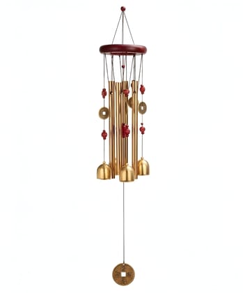 WUGO Premium Golden Wind Chime for Home Décor | Soothing Melodic Hanging Bell with Elegant Sound (Heavy Quality)