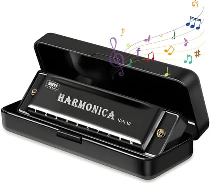 WUGO Harmonica for Kids and Adults | 10 Hole Mouth Organ Musical Instrument for Learning, Practice & Music (Original)