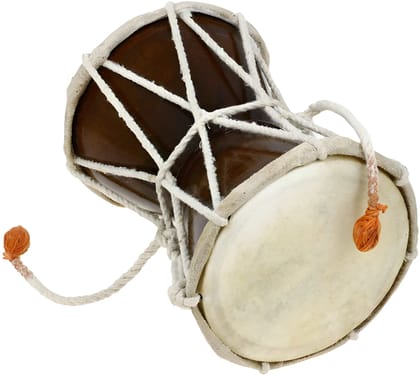 WUGO Damru Hand Percussion Handmade Indian Musical Instrument | Traditional Damaru for Bhajan, Pooja, Satsang & Devotional Music