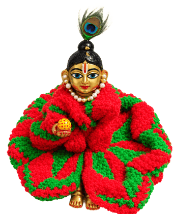 Handmade Woolen Laddu Gopal Poshak Size No. 2 – Red Green Design