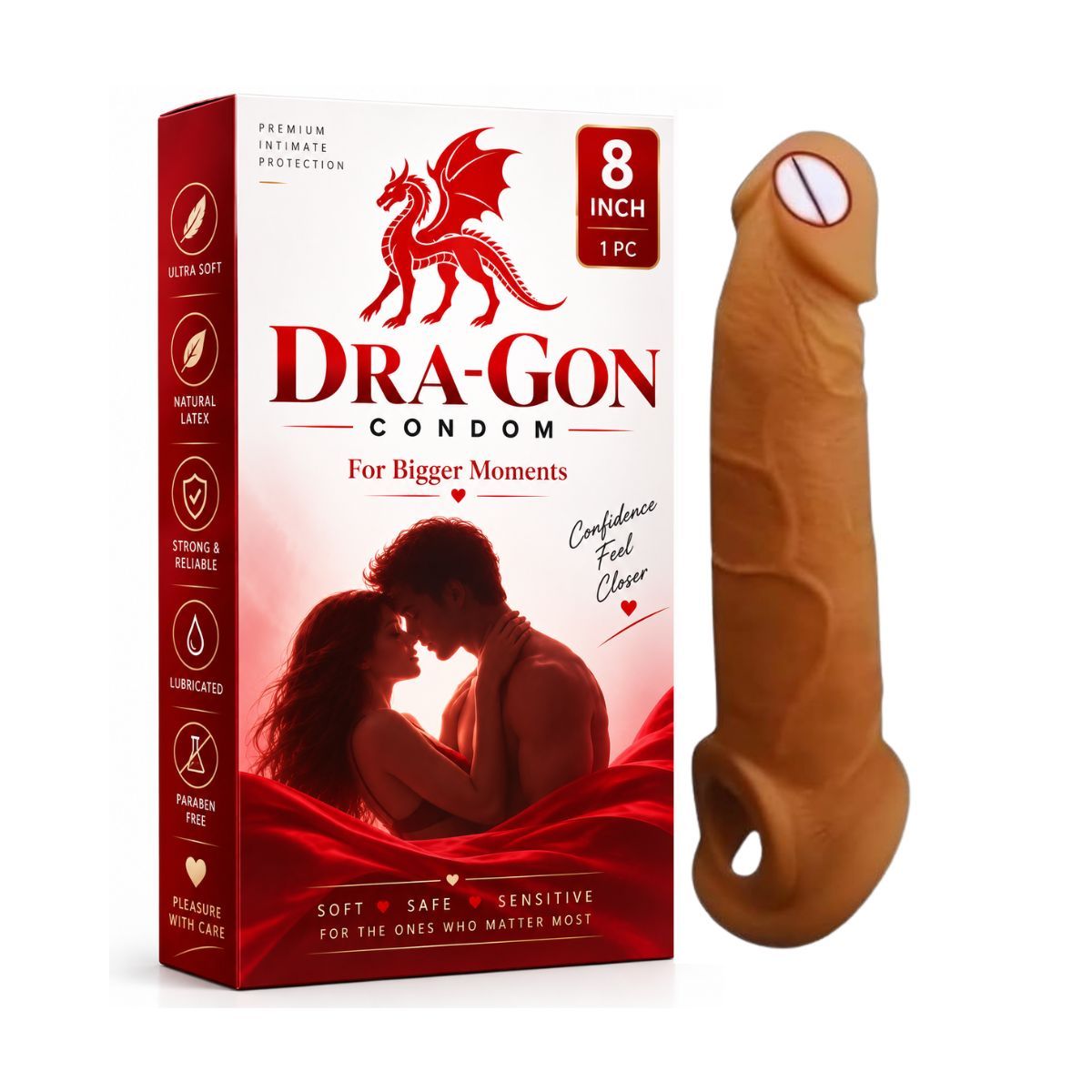Premium Reusable Condom - 8 Inch - Unleash the Dragon