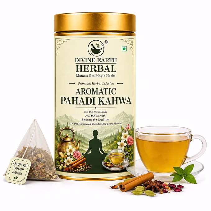 Pahadi Kahwa Tea | Herbal Tea | Whole 15 Tea Bags with Natural Ingredients For Weight Loss, Improves Digestion, Energy Booster proves Skin Health Stress Net Weight 30 grams