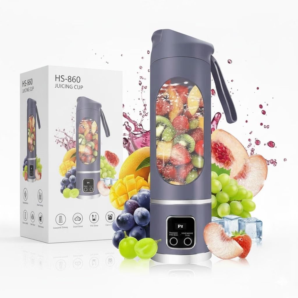 Portable USB Juicer Blender with 1300mAh Battery, 10 SUS 304 Stainless Steel Blades, 3 Blending Modes, Safety Lock, and Bottle Design for Smoothies, Juices, Shakes, Fruits, and Vegetables (Multicolor)