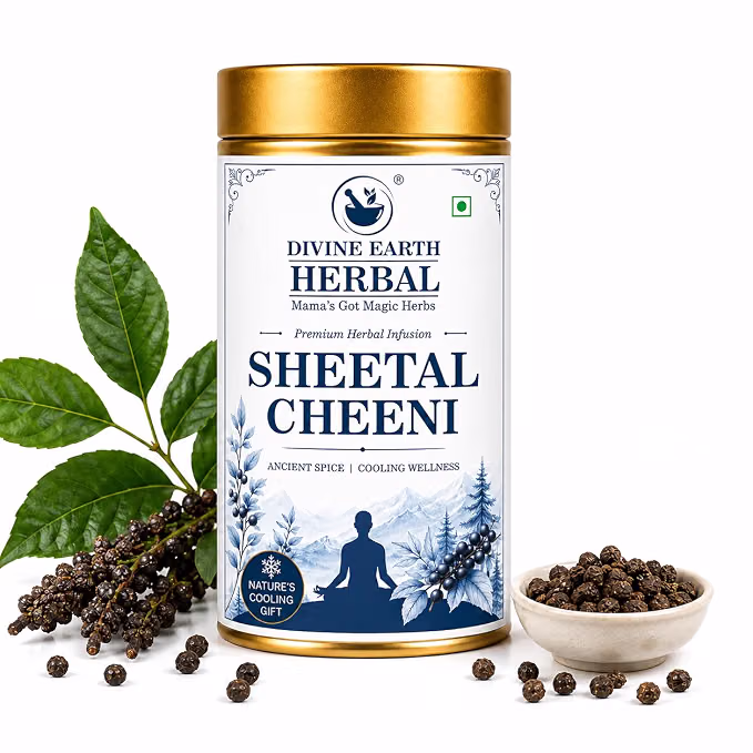 Divine Earth Herbal Sheetal Cheeni | 100% Pure Cooling Herb & Ancient Spice | Natural Wellness Support | Premium Herbal Infusion | No Added Preservatives | 100g