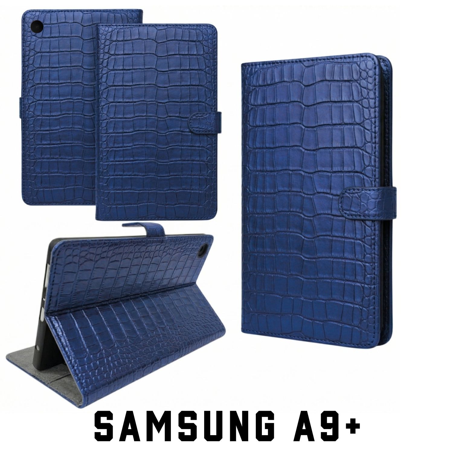 fonfox  Premium  tablet  flip Cover Compatible With  SAMSUNG A9+  tablet  | Premium Croc Texture Leather Case with Magnetic Lock & Stand | Shockproof Protective Wallet Case